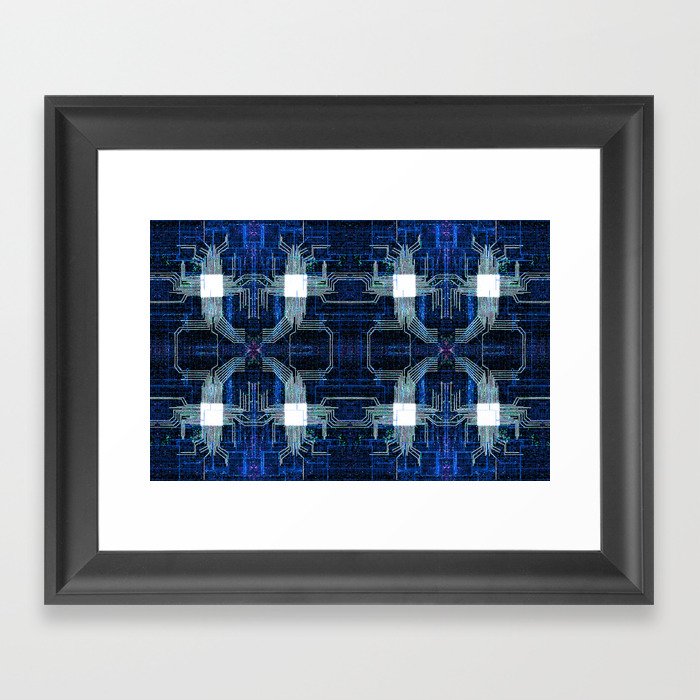 Circuit board very blue Framed Art Print