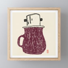 Ca Phe - Vietnamese Coffee // Burgundy  Framed Mini Art Print