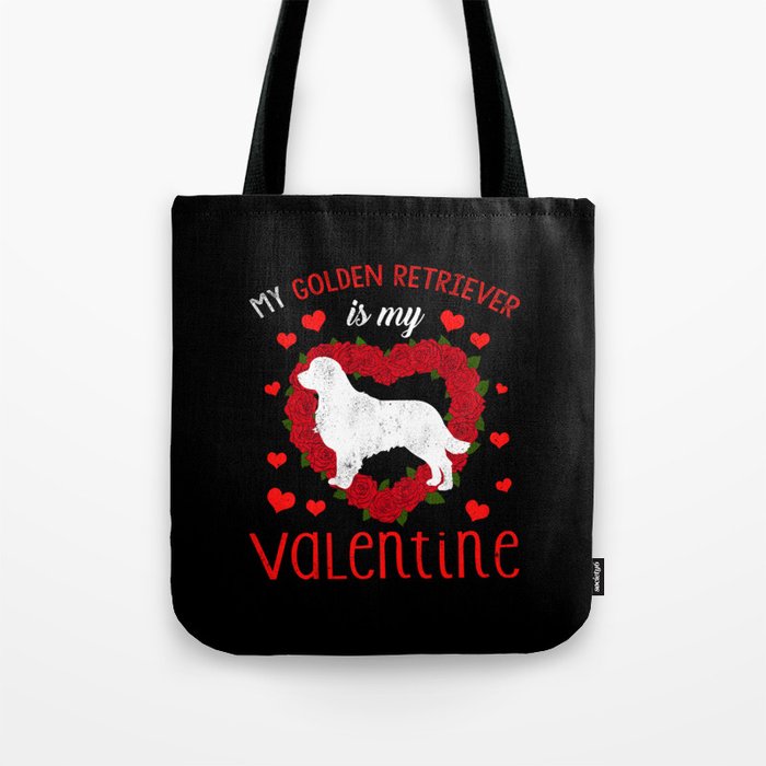 Dog Animal Hearts Dog Retriever My Valentines Day Tote Bag