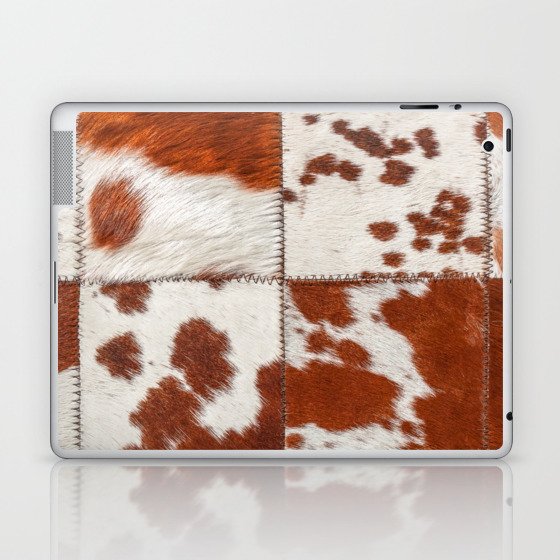 Cowhide brown and white fur patchwork Laptop & iPad Skin