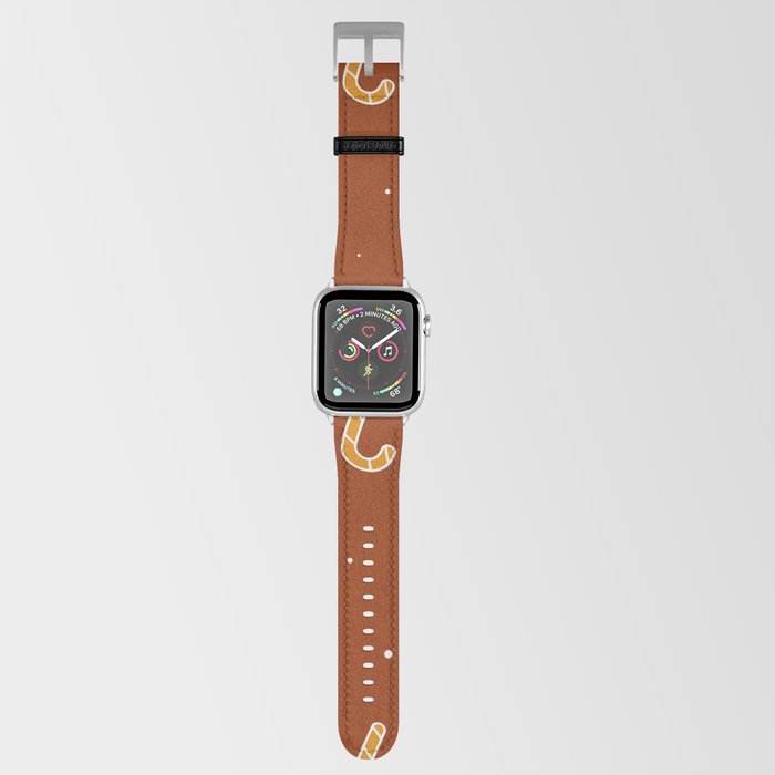 Christmas Pattern with Gingerbread Cookies and Snow Apple Watch Band