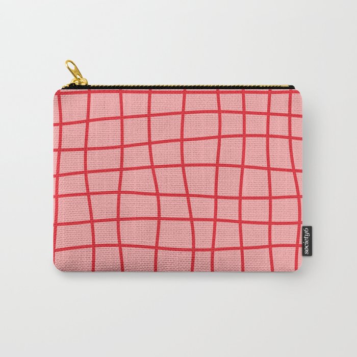 Hand Drawn Grid (red/pink) Carry-All Pouch