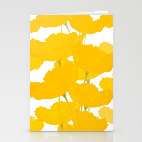 Yellow Mellow Poppies On A White Background #decor #society6 #buyart Stationery Cards