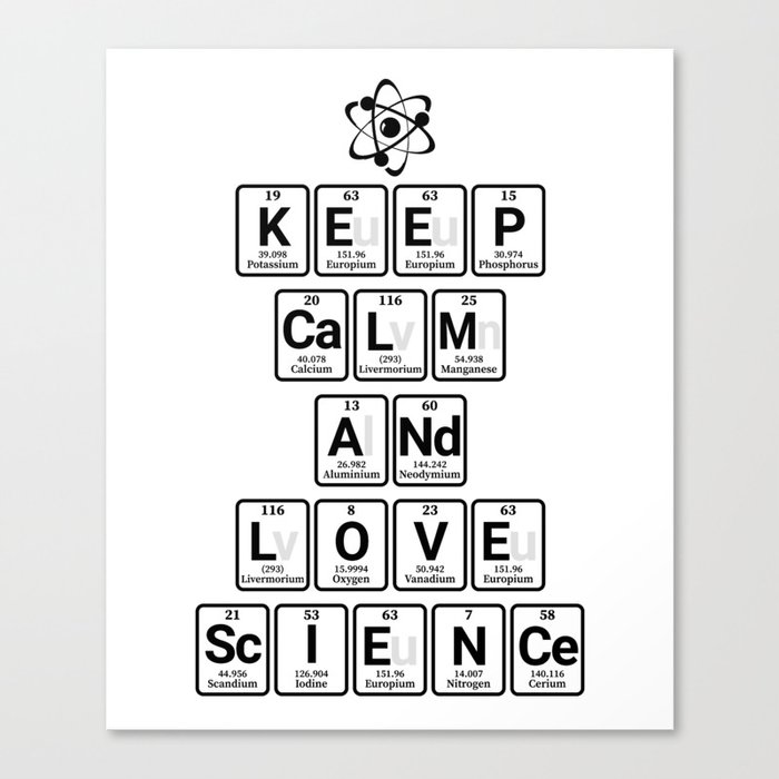 Keep Calm And Love Science Canvas Print By Teeign Society6