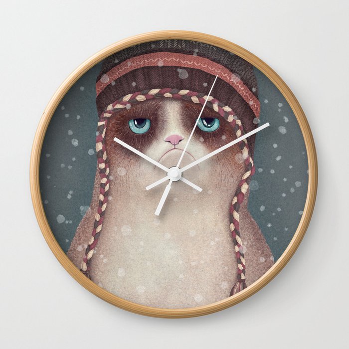 Christmas Cat Wall Clock