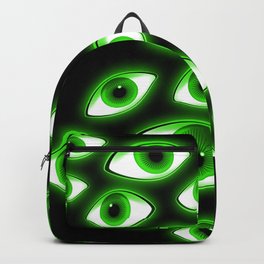 Creepy Cluster of Glowing Green Eyes Backpack
