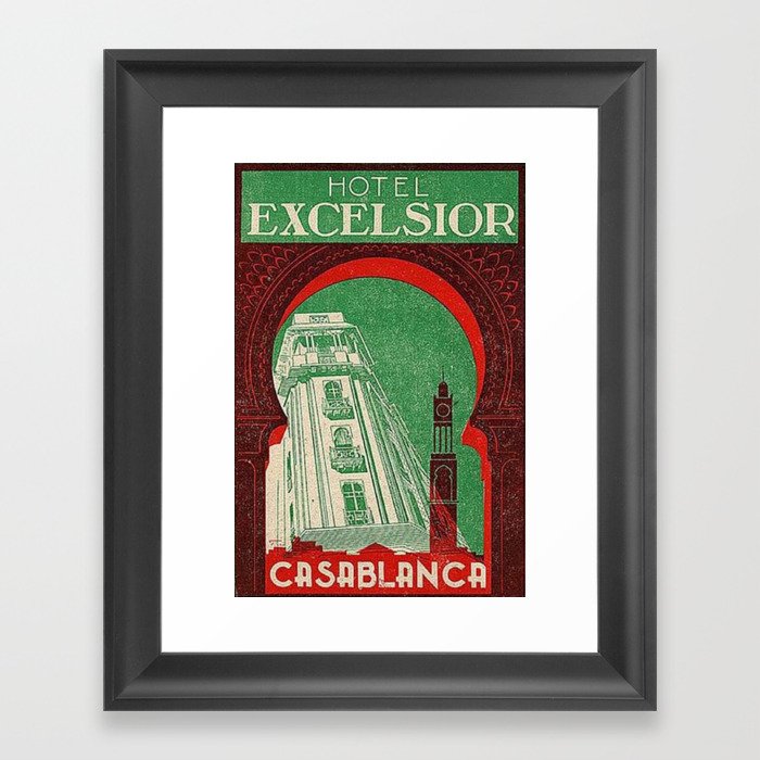 Casablanca Morocco Vintage Travel Poster Framed Art Print