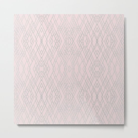 Art Deco Pink and Silver Metal Print