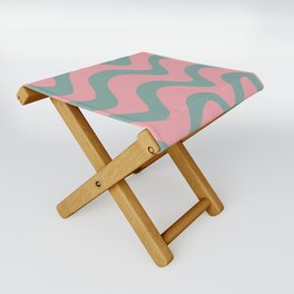 Candy Waves - Teal and Pink Folding Stool