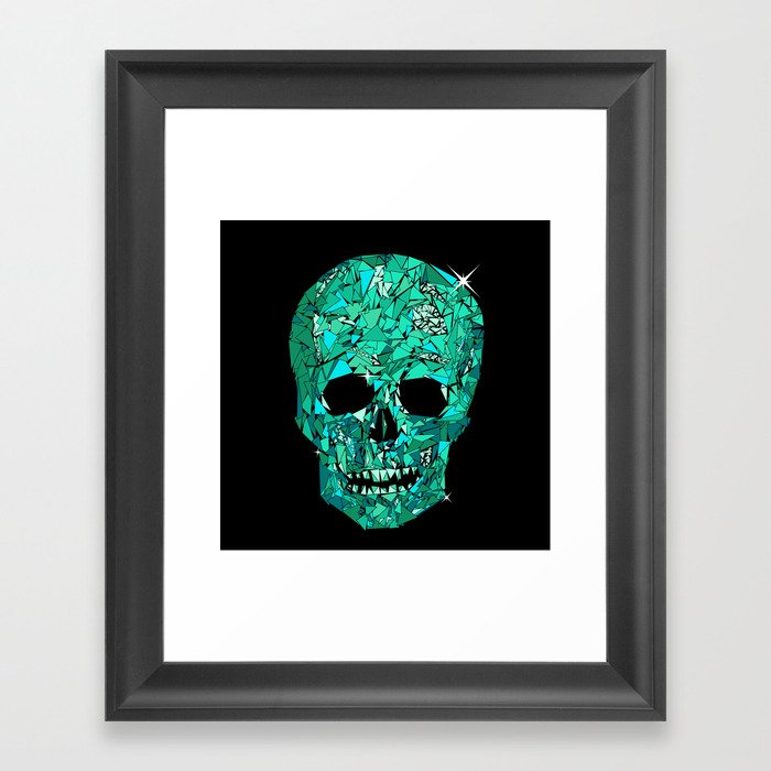 Turquoise Geometric Skull  Framed Art Print