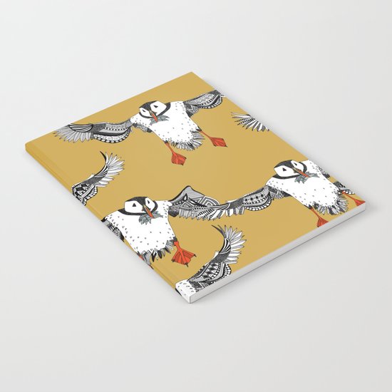 Atlantic Puffins gold Notebook