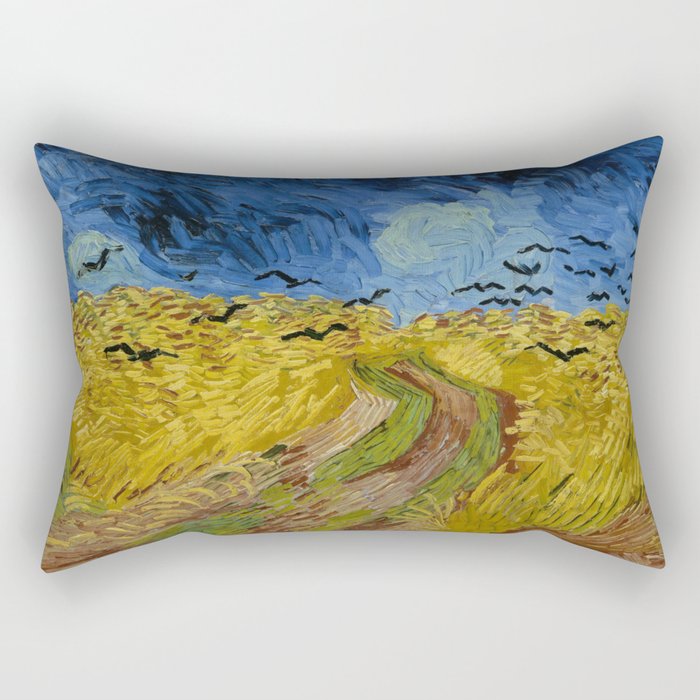 Wheat Field with Crows, Vincent Van Gogh Rectangular Pillow