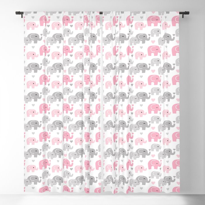 Pink Gray Elephant Baby Girl Nursery Blackout Curtain by decampstudios |  Society6