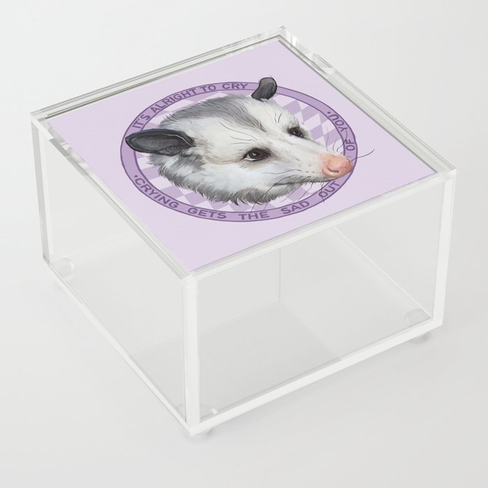 It's alright to cry // sad opossum  Acrylic Box