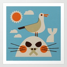 Seal and Seagull Art Print