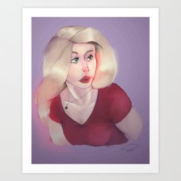 The Girl in the Red Shirt Art Print | Painting, Girl, Shirt, Purple, Red, Digital, Digitalart, Art, Drawing, Illustration 