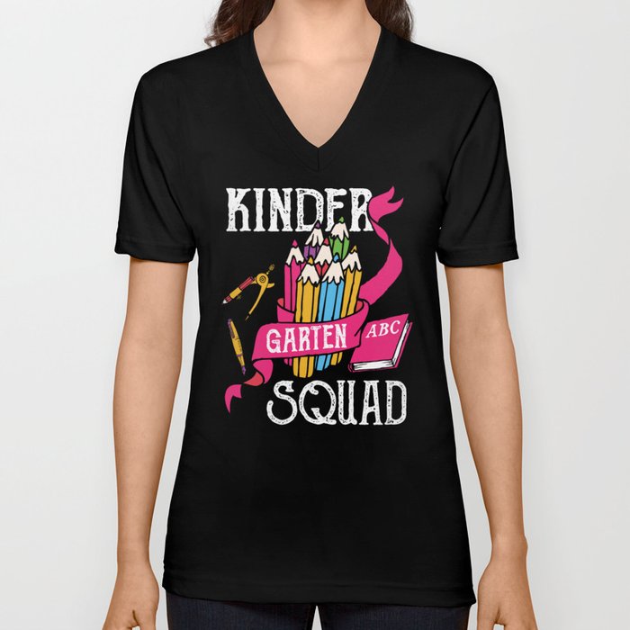 Kindergarten Squad Student Back To School V Neck T Shirt
