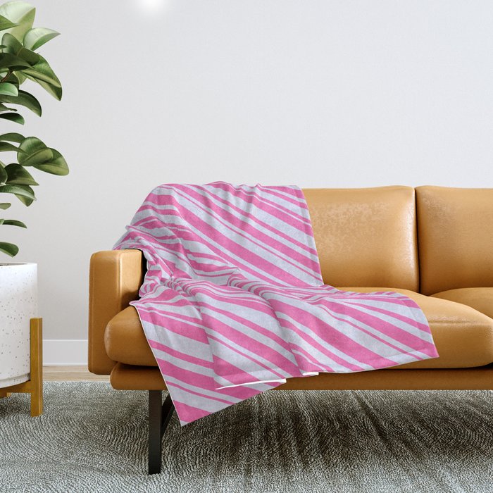 Lavender and Hot Pink Colored Lines Pattern Throw Blanket