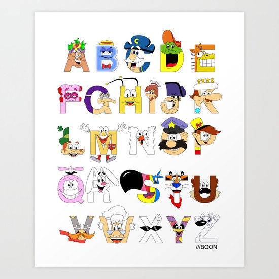 Breakfast Mascot Alphabet Art Print