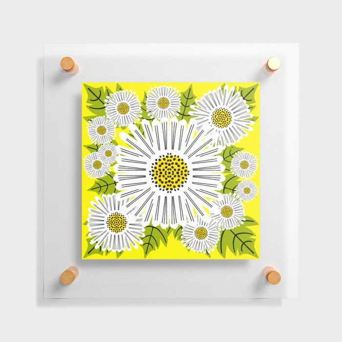 Modern Daisy Flowers Yellow Floating Acrylic Print