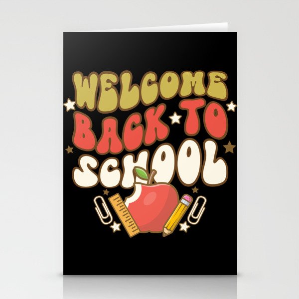 Welcome back to school retro vintage art Stationery Cards