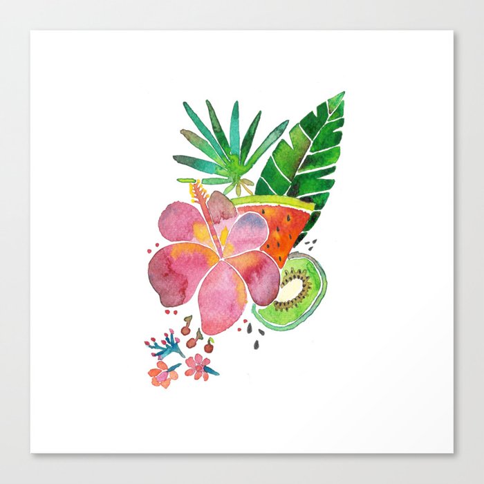 hibiscus and fruits Canvas Print