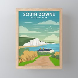 South Downs National Park Vintage Minimal Travel Poster Framed Mini Art Print