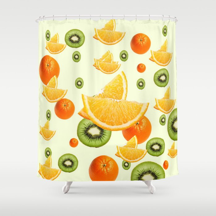 Tropical Kiwi Oranges Kitchen Art Shower Curtain By Sharlesart
