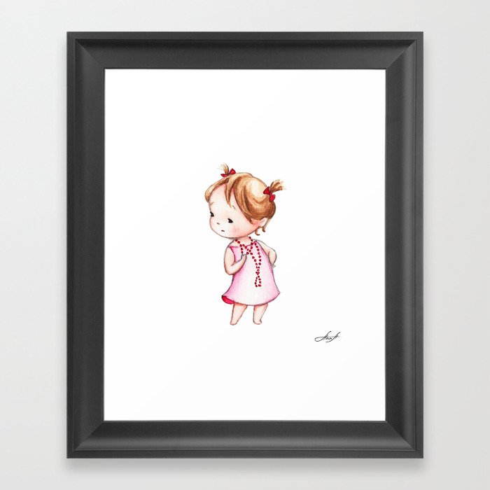 The Drawing of Little Girl in Red Beads Art Print by Anna Abramskaya