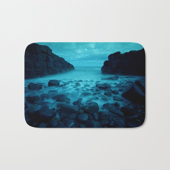 Blue Rocks Ocean and Stars Bath Mat