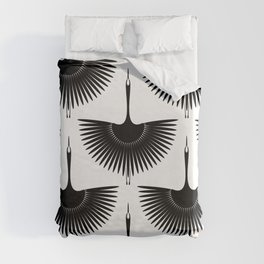 Flying crane seamless pattern Duvet Cover