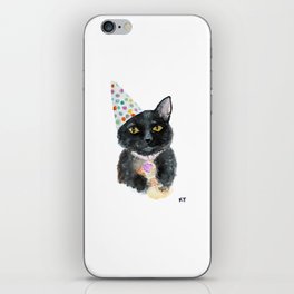 Party Cat Watercolor Print iPhone Skin