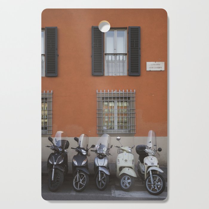 Vespas at the Orange Wall  |  Travel Photography Cutting Board