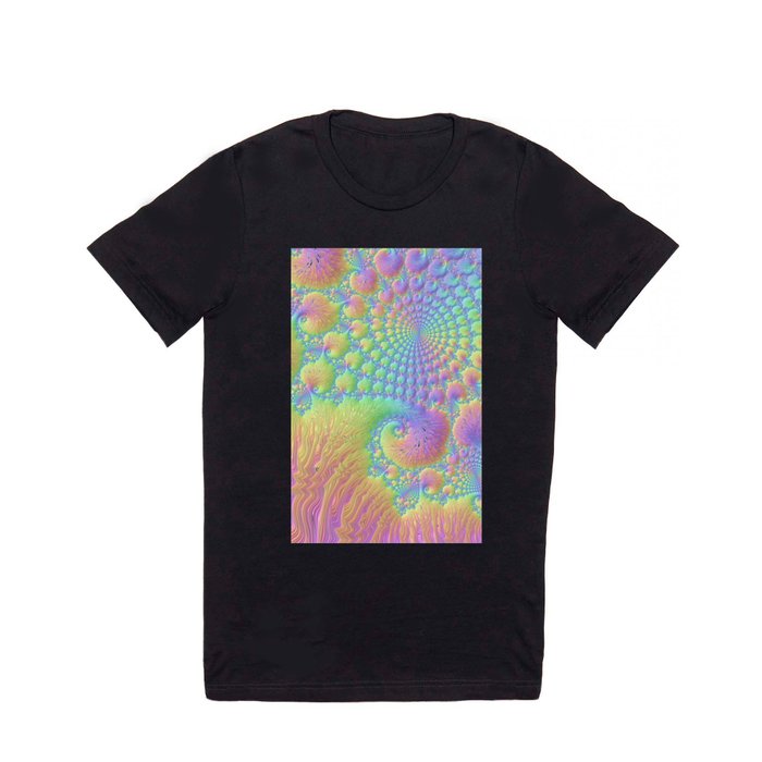 Abstract Coral Reef Colorful Nautilus Sea Shell Fractal Art Ammonite Spiral Swirl Pastel Pattern T Shirt