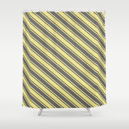 [ Thumbnail: Tan & Dim Grey Colored Lines Pattern Shower Curtain ]