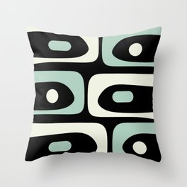 Mid Century Modern Piquet Abstract Minimalist Pattern in Black and Mint Throw Pillow