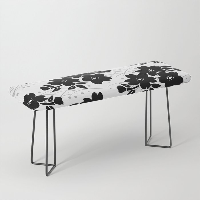 Monotone black and white Japanese Sakura Branch pattern Bench