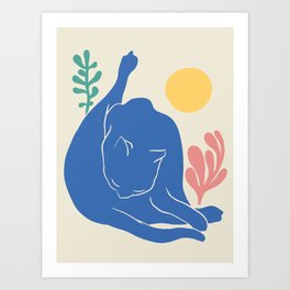 Cat Licking Butt - Grooming Butt in Yoga pose cat licking the third eye Chakra | Ajna Brow Cleaning Art Print