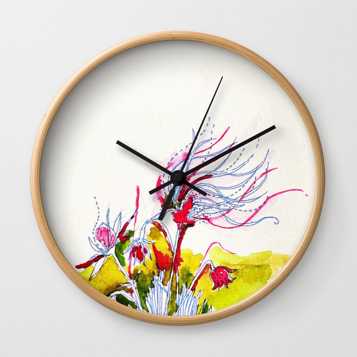 Floral Orchestra #12 [Old Man's Whiskers] Wall Clock