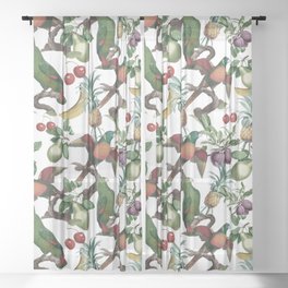 Tropical Vintage Floral and Fauna Sheer Curtain