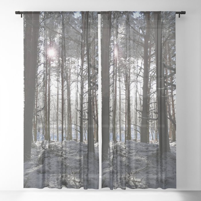 Amongst the Snow Laden Trees  Sheer Curtain