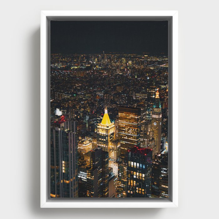 NYC Colorful Night | Travel Photography | New York City Framed Canvas