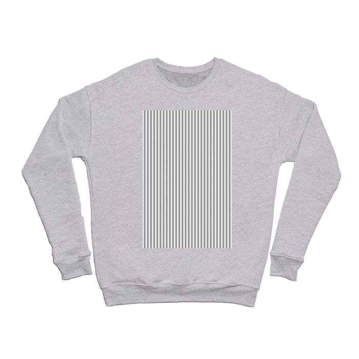 Forest Green and White Micro Vertical Vintage English Country Cottage Ticking Stripe Crewneck Sweatshirt