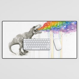 T-Rex Rainbow Puke - Facing Right Desk Mat