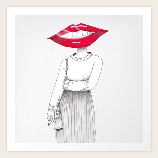 Lip Head Art Print