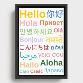 Hello In Different Languages Framed Canvas