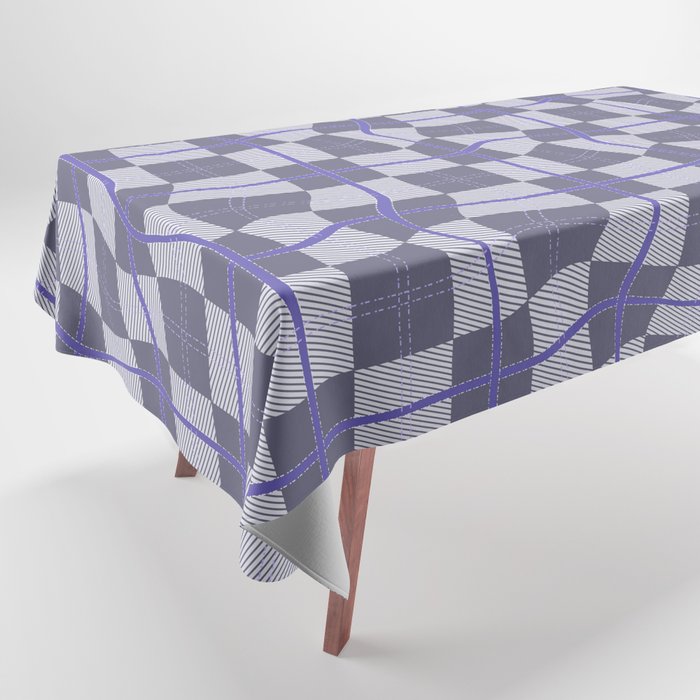 Warped Checkerboard Grid Illustration Tablecloth