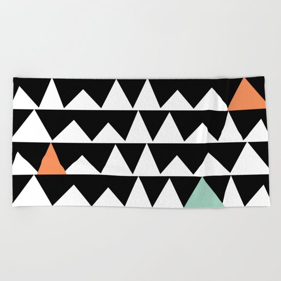 Tribal Triangles, Geometric Aztec Andes Pattern Beach Towel