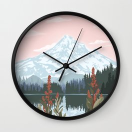 Mount Hood National Park Poster, Portland Oregon, Pacific Northwest, Vintage Retro Travel Poster Wall Clock