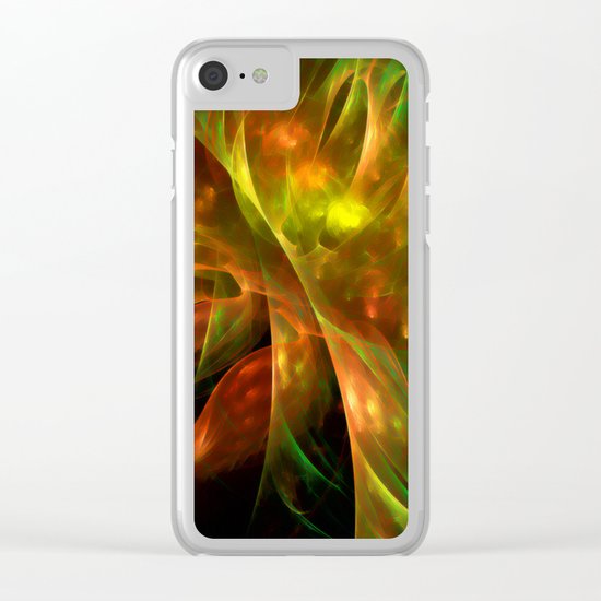 Abstract colorful lightning fractal black background futuristic Clear iPhone Case